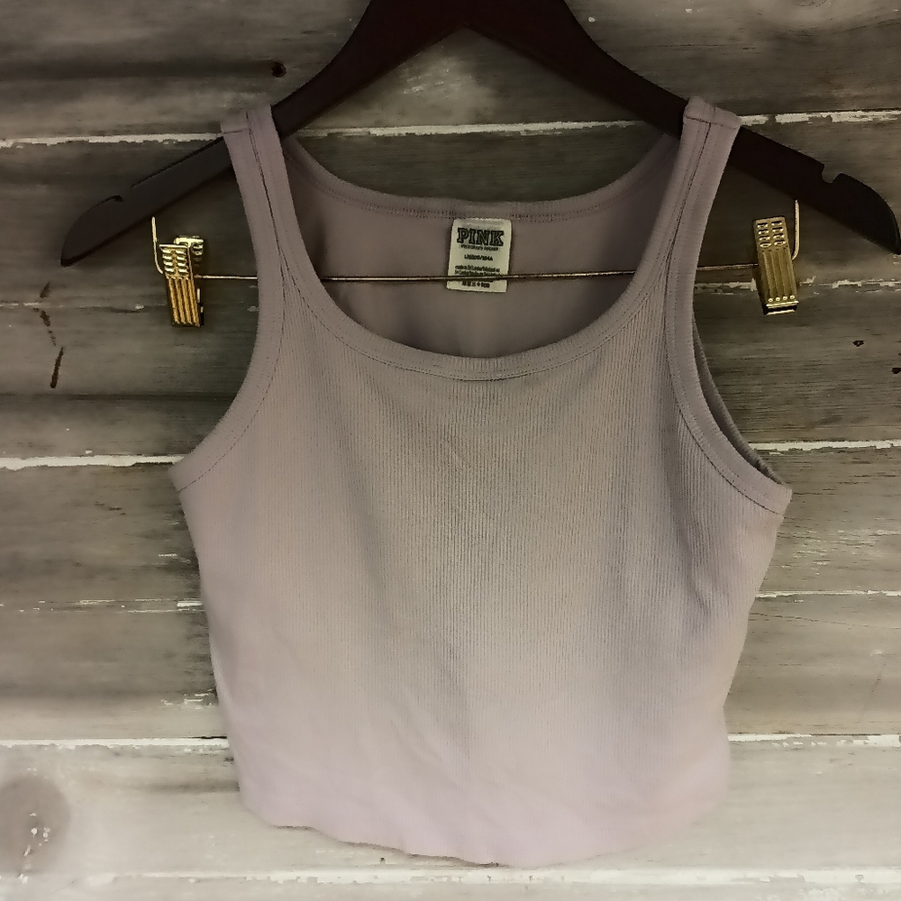 Pink double layered crop tank top